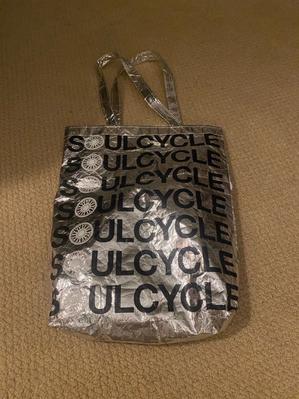 soulcycle Metallic Silver Logo Tote